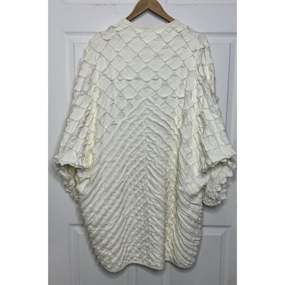 Maralyce Ferree of Maine Off White Shag Coat Oversized Lagenlook Open Front O/S - Picture 9 of 9